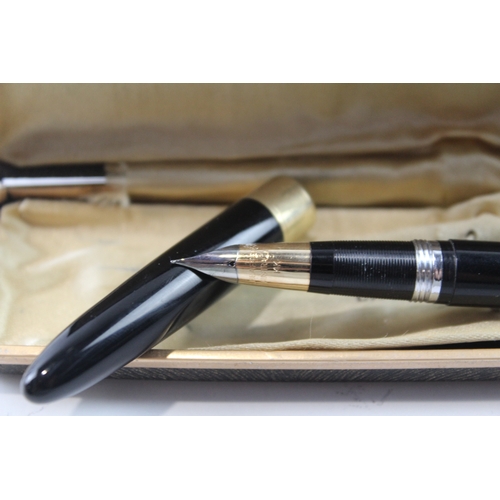 493 - Vintage Sheaffer Snorkel Black Fountain Pen w/ 14ct Gold Nib WRITING Boxed