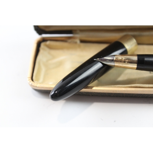 493 - Vintage Sheaffer Snorkel Black Fountain Pen w/ 14ct Gold Nib WRITING Boxed