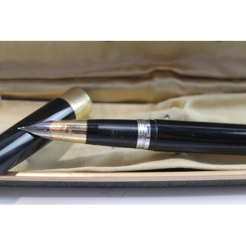 493 - Vintage Sheaffer Snorkel Black Fountain Pen w/ 14ct Gold Nib WRITING Boxed