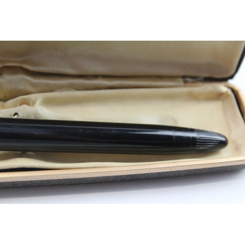 493 - Vintage Sheaffer Snorkel Black Fountain Pen w/ 14ct Gold Nib WRITING Boxed