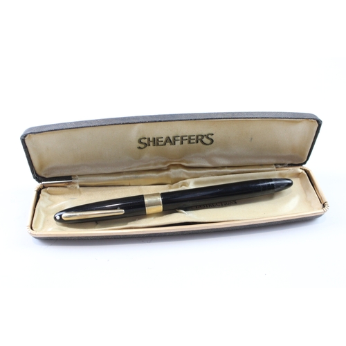 493 - Vintage Sheaffer Snorkel Black Fountain Pen w/ 14ct Gold Nib WRITING Boxed