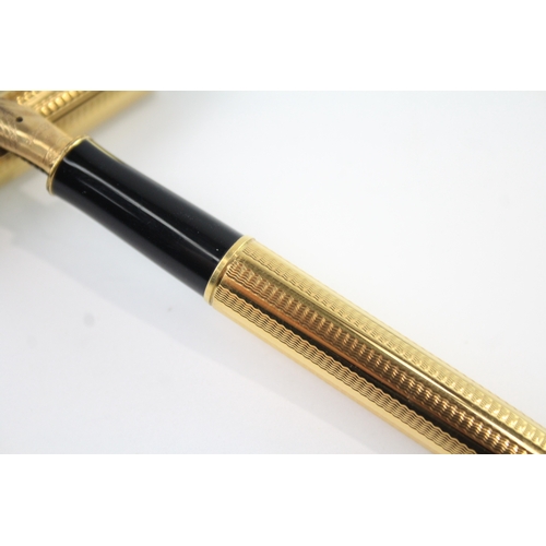 494 - Vintage Parker Sonnet Gold Plated Fountain Pen w/ 18ct Gold Nib WRITING Boxed