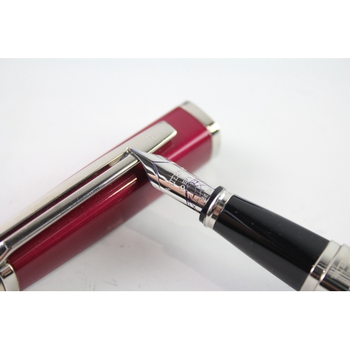 496 - Waterman Exception Slim Raspberry Lacquer Fountain Pen w/ 18ct White Gold Nib