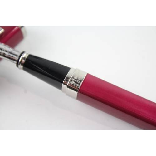 496 - Waterman Exception Slim Raspberry Lacquer Fountain Pen w/ 18ct White Gold Nib