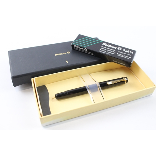 499 - Pelikan M200 Black Cased Fountain Pen w/ M Gold Plate Nib WRITING Boxed