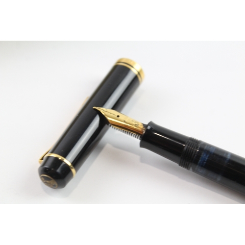 499 - Pelikan M200 Black Cased Fountain Pen w/ M Gold Plate Nib WRITING Boxed