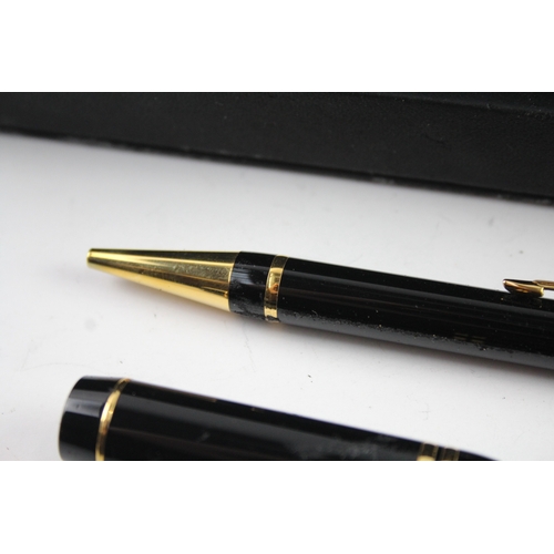 500 - Parker Centennial Duofold Black Lacquer Fountain Pen Set w/ 18ct Gold Nib Etc