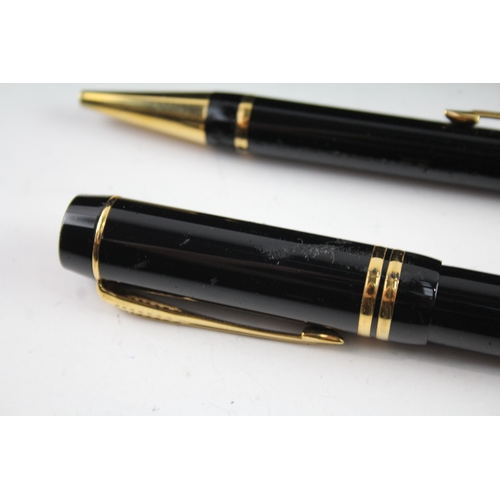 500 - Parker Centennial Duofold Black Lacquer Fountain Pen Set w/ 18ct Gold Nib Etc