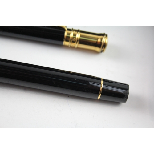 500 - Parker Centennial Duofold Black Lacquer Fountain Pen Set w/ 18ct Gold Nib Etc