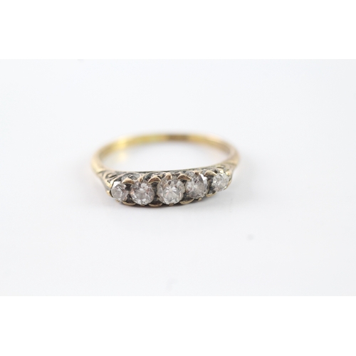 53 - 18ct gold diamond boat ring (2.4g) Size P