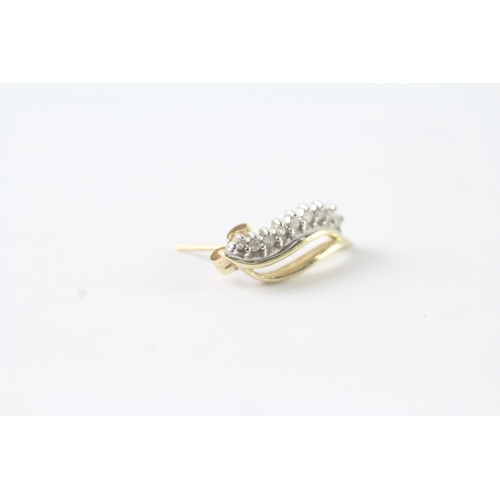 54 - 9ct gold diamond leaf form stud earrings (1.4g)