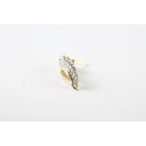 54 - 9ct gold diamond leaf form stud earrings (1.4g)