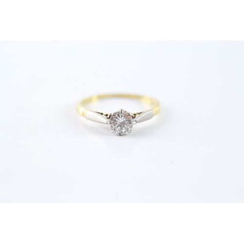 55 - 18ct gold & platinum diamond solitaire dress ring (1.9g) Size J 1/2