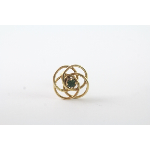 59 - 9ct gold green gemstone stud earrings (2.2g)