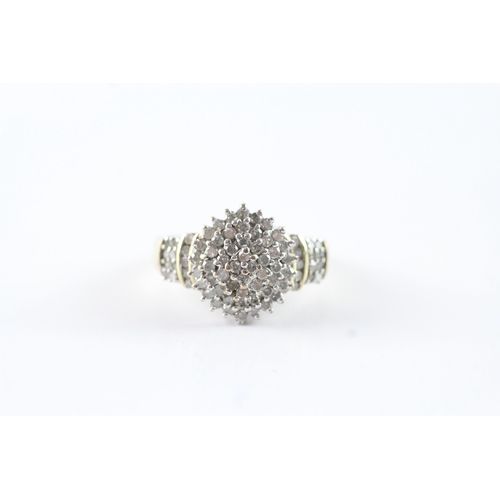 83 - 9ct gold diamond cluster cocktail ring (6g) Size O