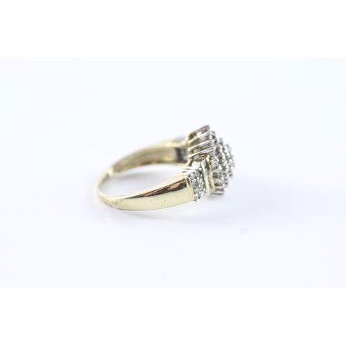 83 - 9ct gold diamond cluster cocktail ring (6g) Size O