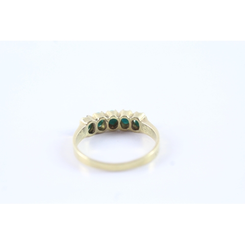 87 - 14ct gold turquoise five stone half eternity ring (2.9g) Size P