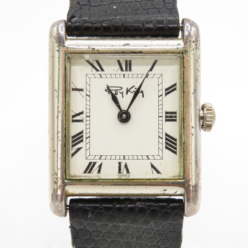 466 - Vintage Roy King .925 Silver Square Dial Dress Watch Hand Wind Working