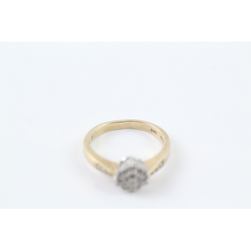 11 - 9ct gold diamond cluster ring (2.6g) Size I