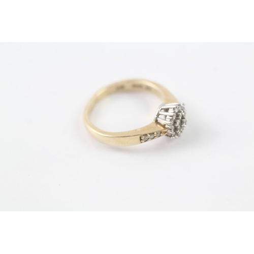 11 - 9ct gold diamond cluster ring (2.6g) Size I