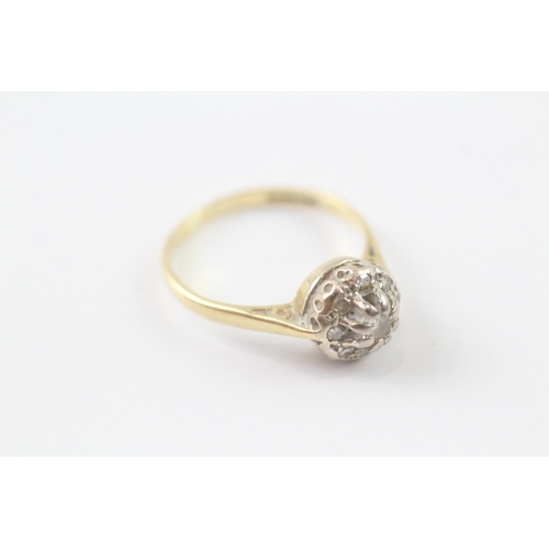 127 - 18ct gold diamond cluster ring (2.9g) Size N