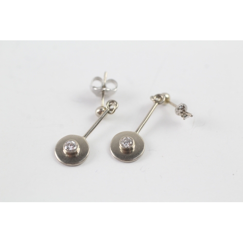 131 - 18ct gold diamond drop earrings (2.4g)