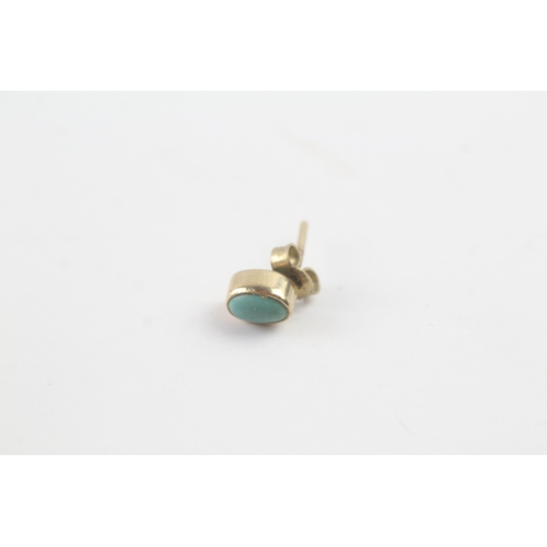 139 - 9ct gold turquoise stud earrings (1.3g)