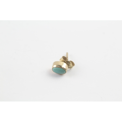 139 - 9ct gold turquoise stud earrings (1.3g)