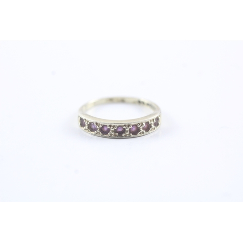 156 - 9ct white gold amethyst half eternity ring (2.4g) Size O