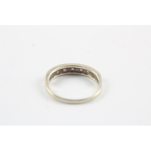 156 - 9ct white gold amethyst half eternity ring (2.4g) Size O