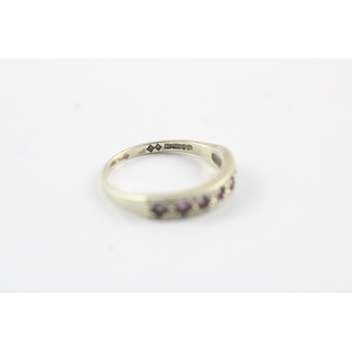 156 - 9ct white gold amethyst half eternity ring (2.4g) Size O