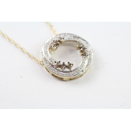 158 - 9ct gold diamond  pendant necklace (3g)