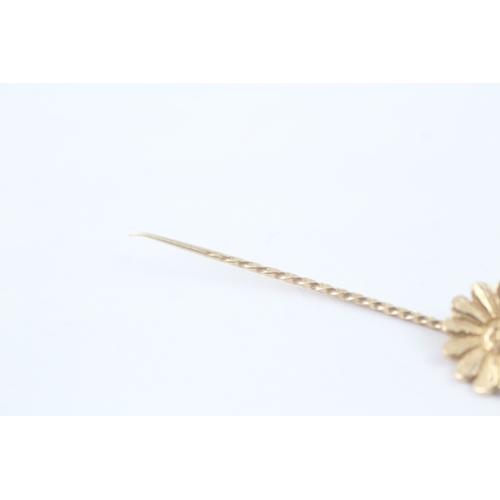 169 - 9ct gold vintage sunflower stickpin (1.6g)