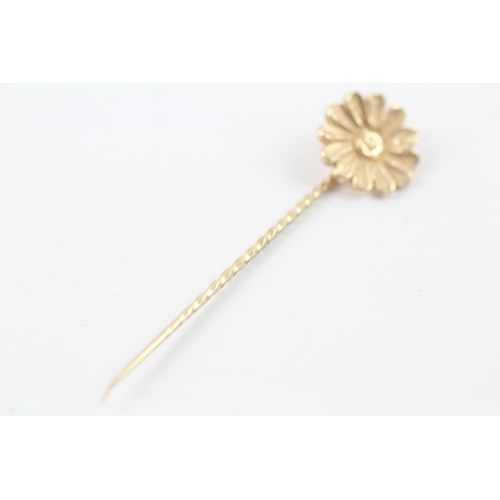 169 - 9ct gold vintage sunflower stickpin (1.6g)