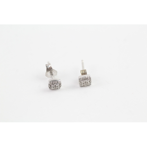 198 - 9ct white gold diamond cluster stud earrings (0.8g)