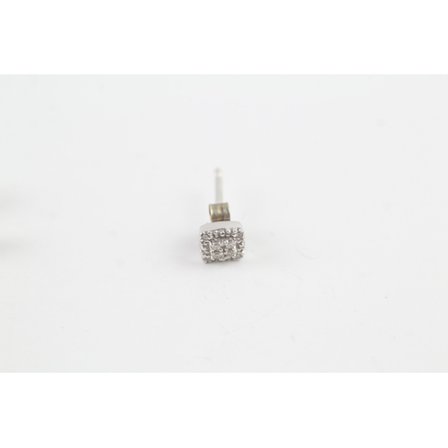 198 - 9ct white gold diamond cluster stud earrings (0.8g)