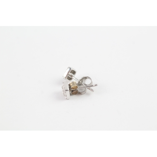 198 - 9ct white gold diamond cluster stud earrings (0.8g)