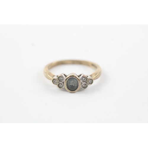 199 - 9ct gold blue gemstone & diamond dress ring (2.4g) Size M