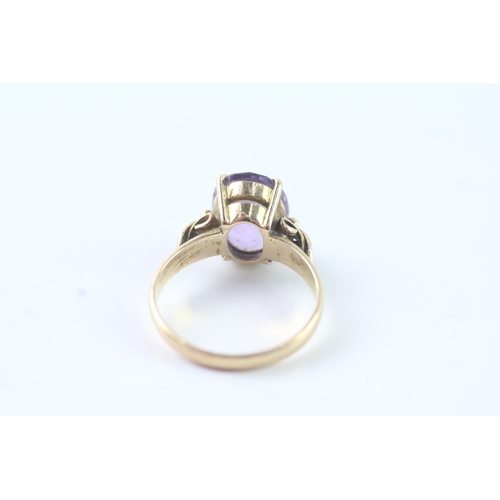 213 - 14ct gold oval cut amethyst dress ring (3.5g) Size M