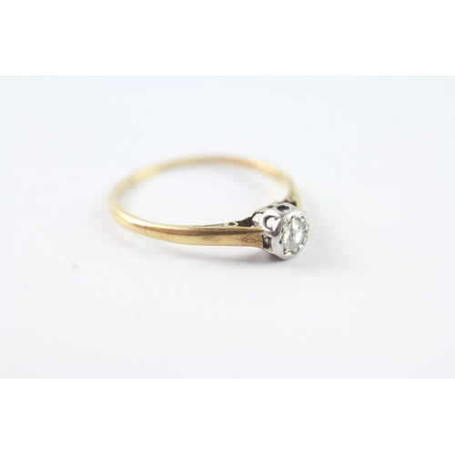 223 - 18ct gold diamond solitaire dress ring (1.9g) Size O 1/2