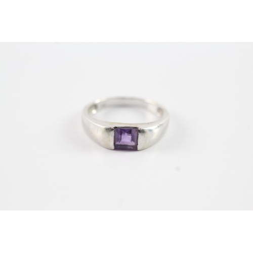 236 - 9ct white gold amethyst dress ring (2.5g) Size K 1/2