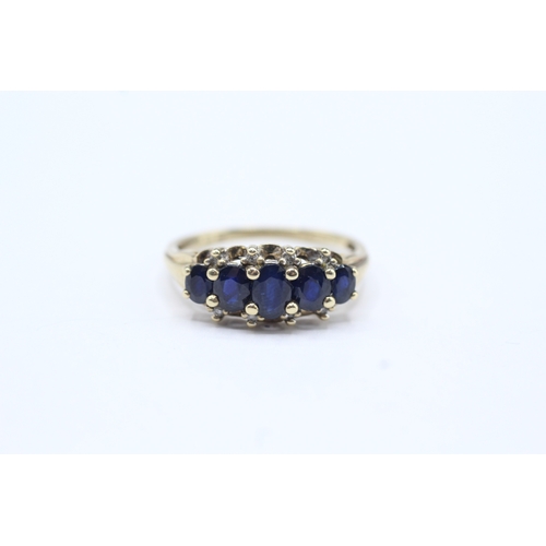 249 - 9ct gold sapphire & diamond dress ring (3.1g) Size T