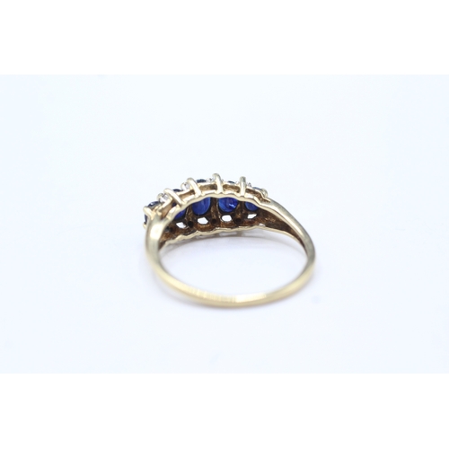 249 - 9ct gold sapphire & diamond dress ring (3.1g) Size T