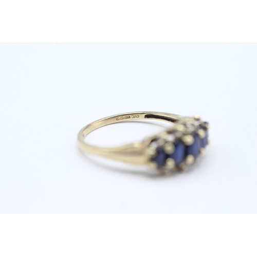 249 - 9ct gold sapphire & diamond dress ring (3.1g) Size T