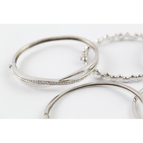 255 - Collection of Sterling Silver CZ Bangles inc. Bubble, Channel Set x 5 69g