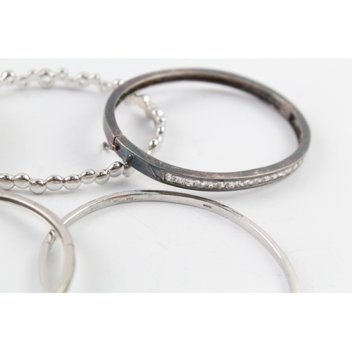 255 - Collection of Sterling Silver CZ Bangles inc. Bubble, Channel Set x 5 69g