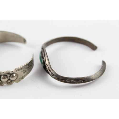 287 - Collection of Native American Bangles inc. Bell Trading, Silver x 2 35g