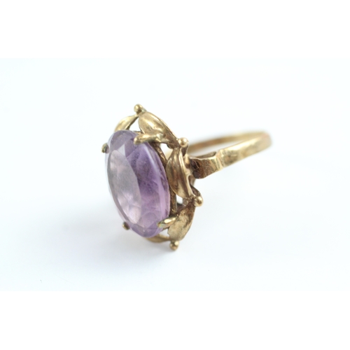 30 - 9ct gold amethyst cocktail ring (3.6g) - as seen - misshapen Size J 1/2