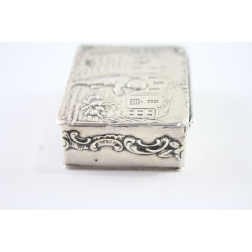 308 - Antique Victorian 1892 London Sterling Silver Cherub Detailed Trinket Box (33g)