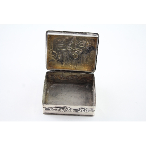 308 - Antique Victorian 1892 London Sterling Silver Cherub Detailed Trinket Box (33g)